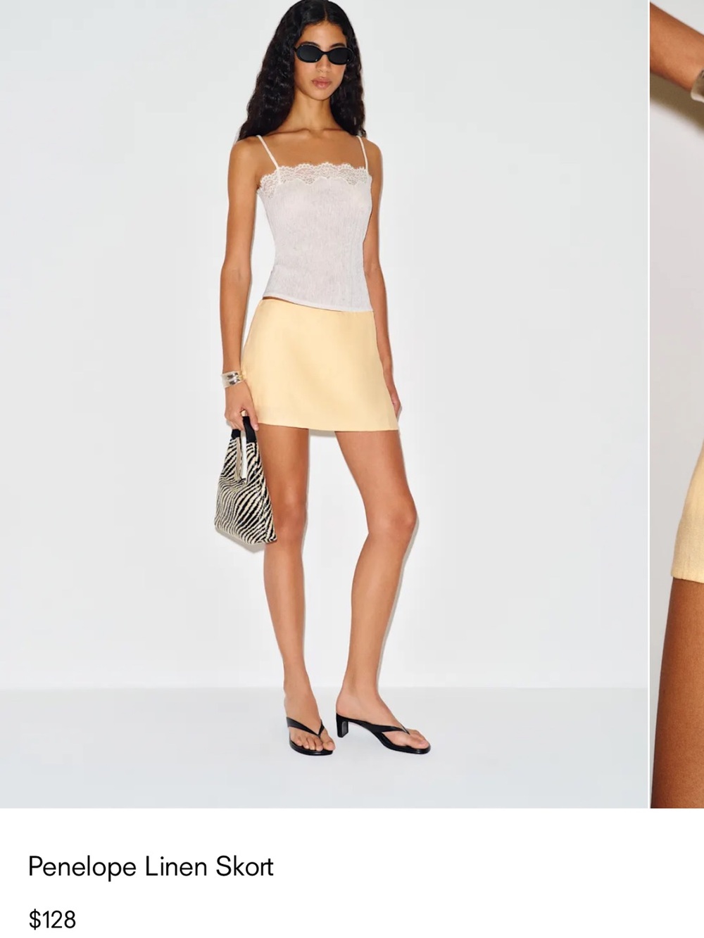 Reformation Pale Yellow Mini Skort